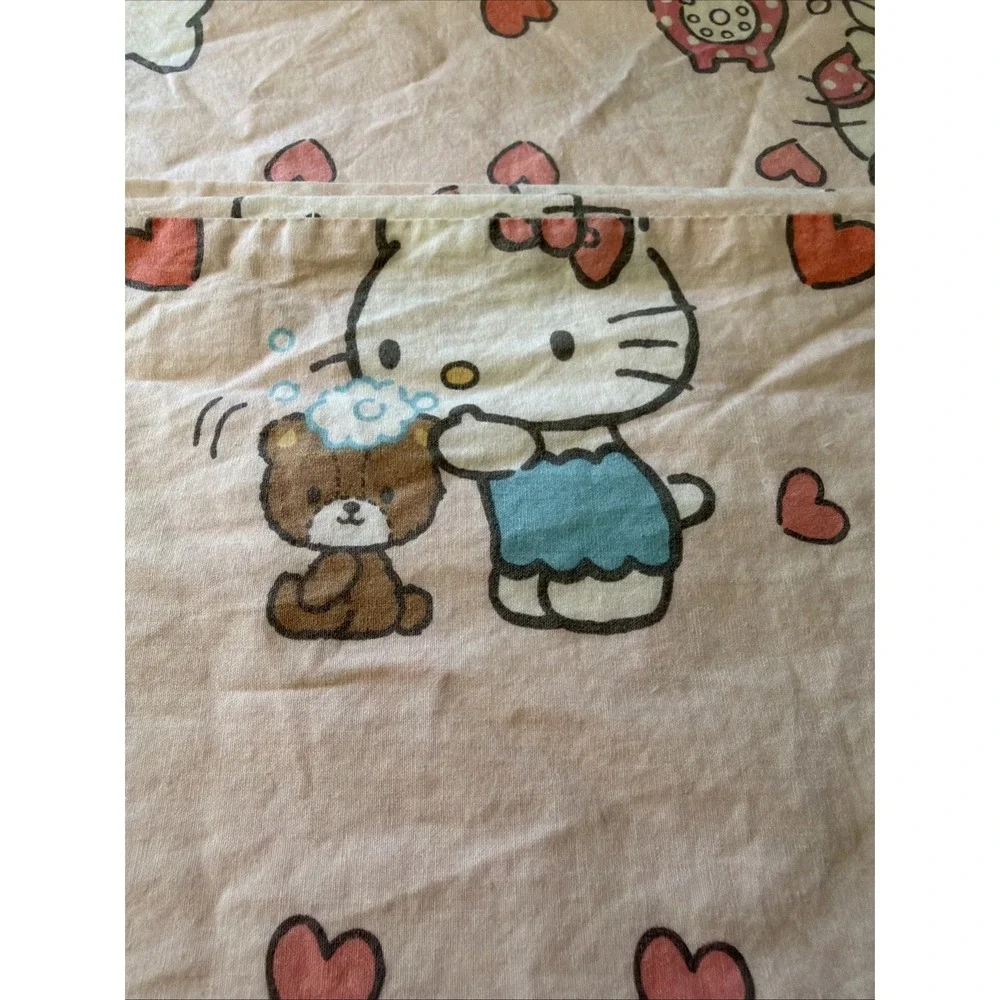 Pottery Barn‎ Hello Kitty Classic Hearts Full/Qn Duvet Cover EUC Organic Cotton